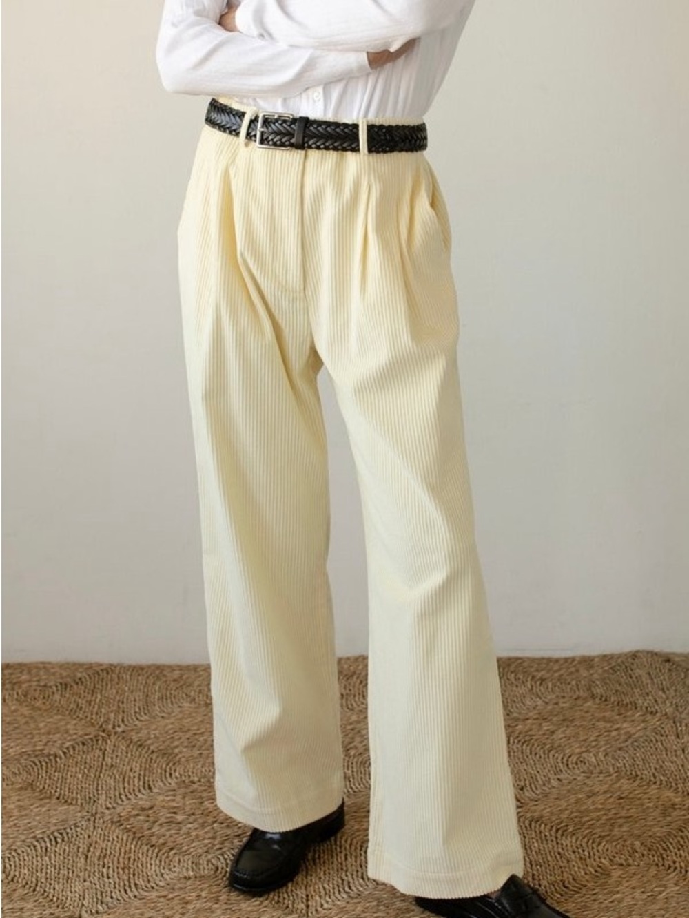 DONNI. Pale Yellow Wide-Leg Corduroy Trousers